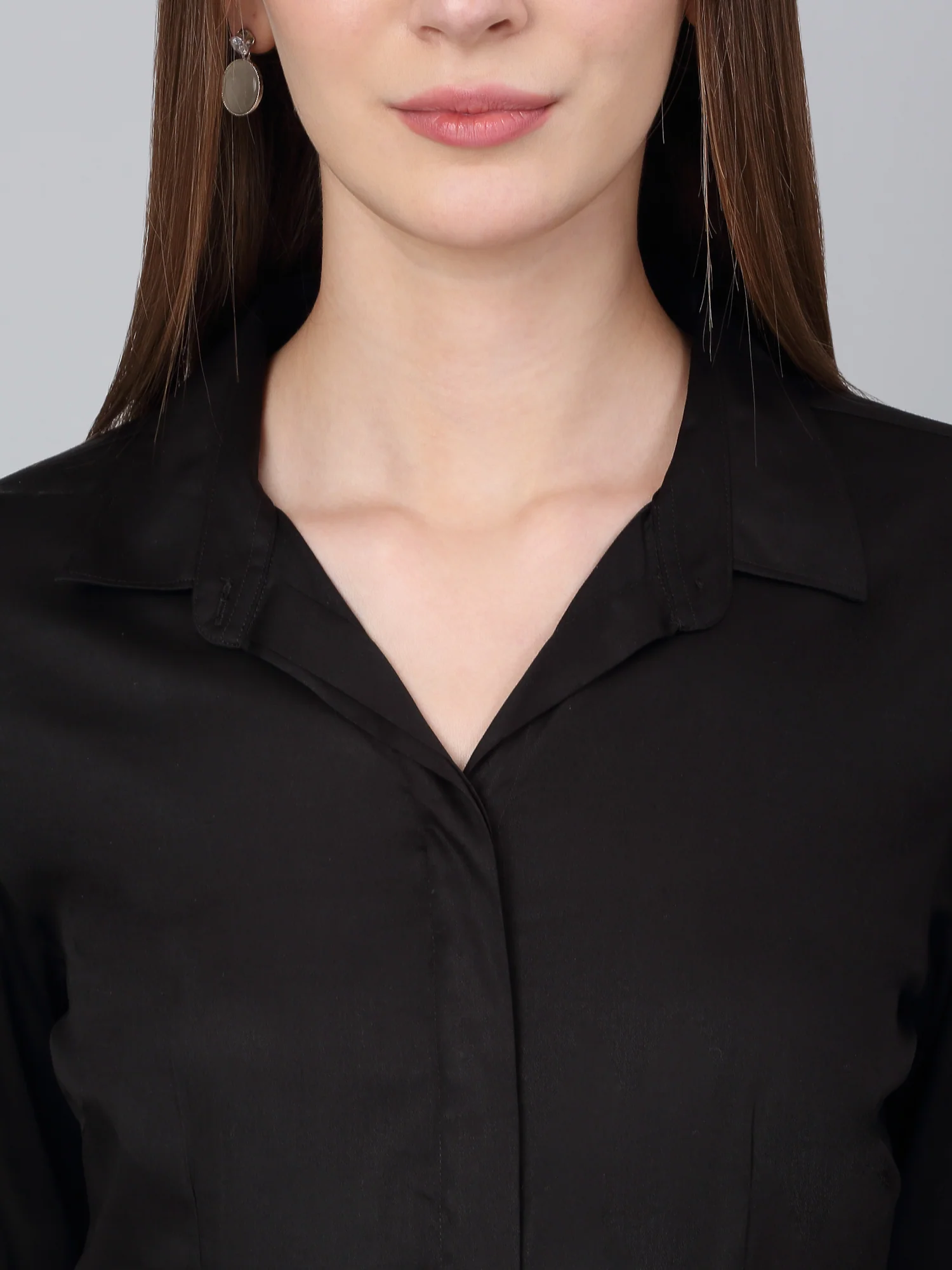 Cantabil Women’s Black Solid Formal Shirt | Work Style - Image 6