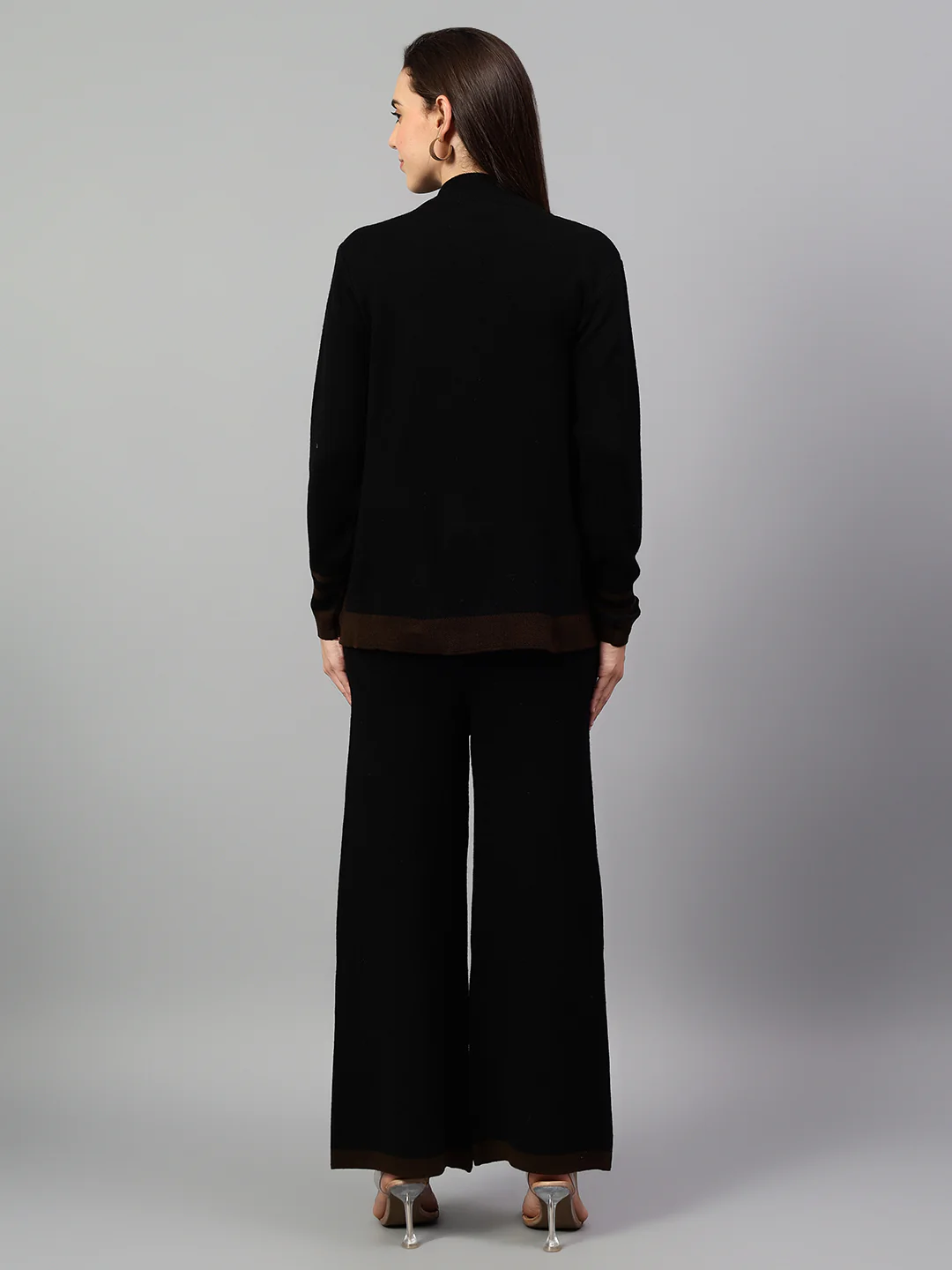 Women's Black Solid Winter Co-Ord Set - Image 2