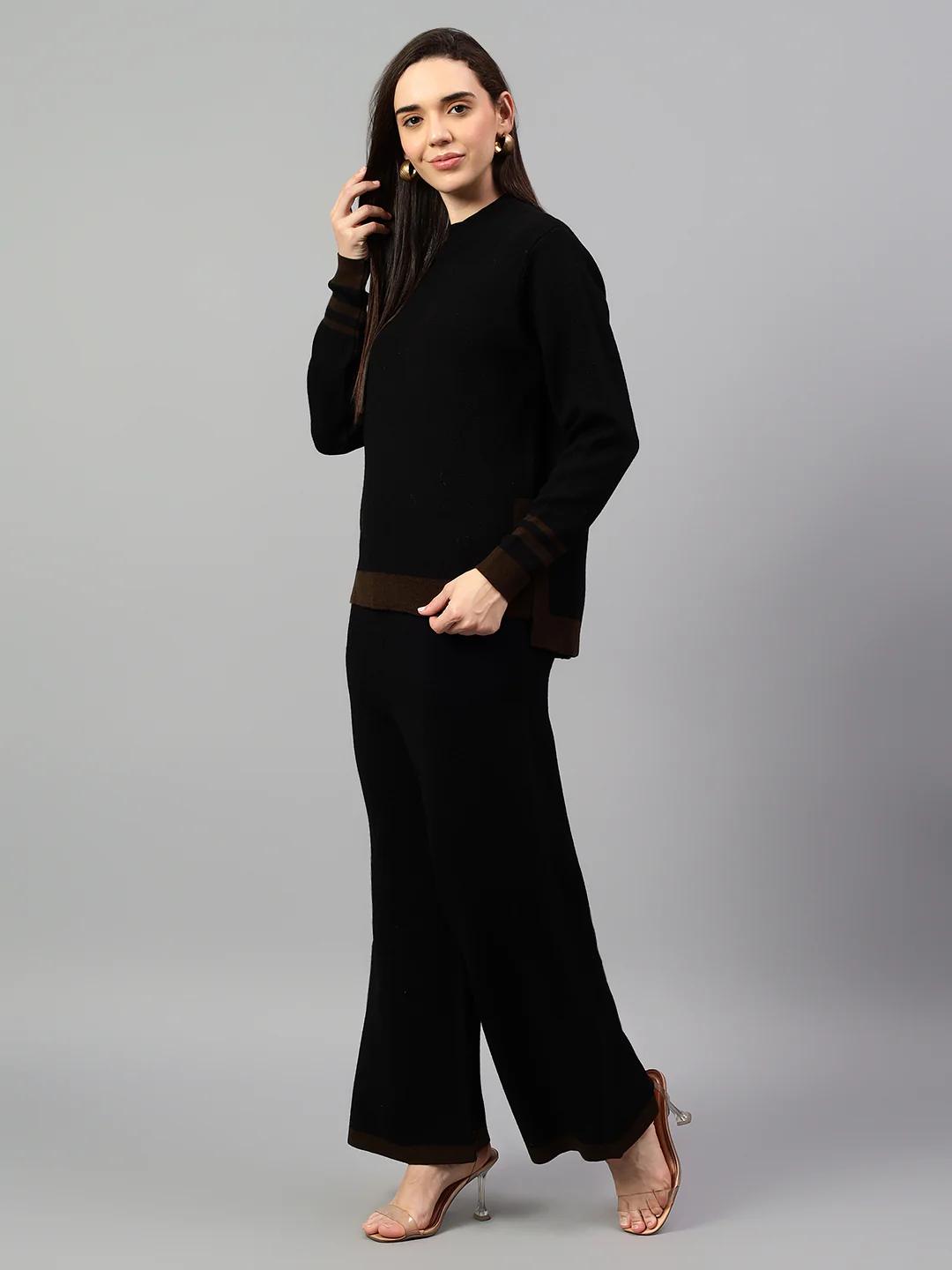 Women's Black Solid Winter Co-Ord Set - Image 4