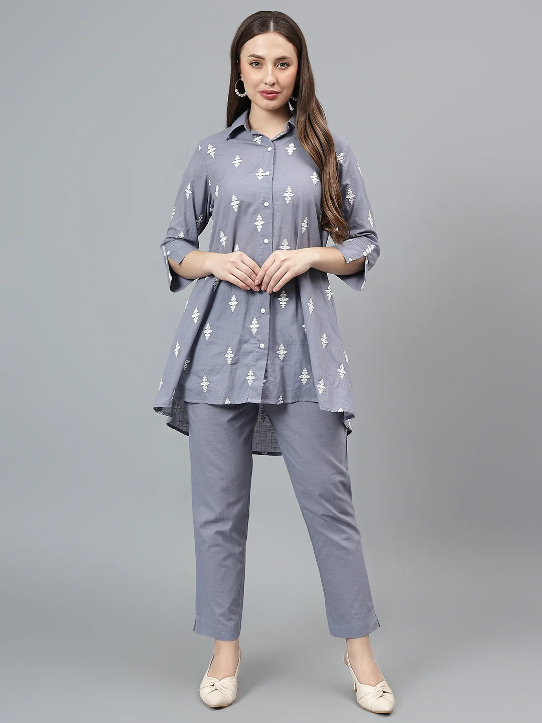 Women's Blue Printed Co-Ord Set - Image 2