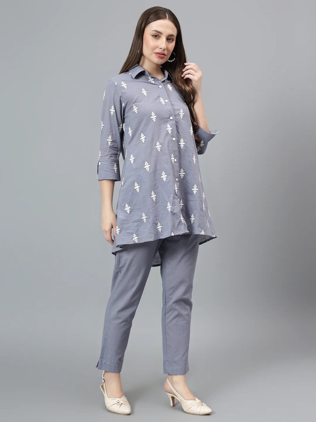 Women's Blue Printed Co-Ord Set - Image 4