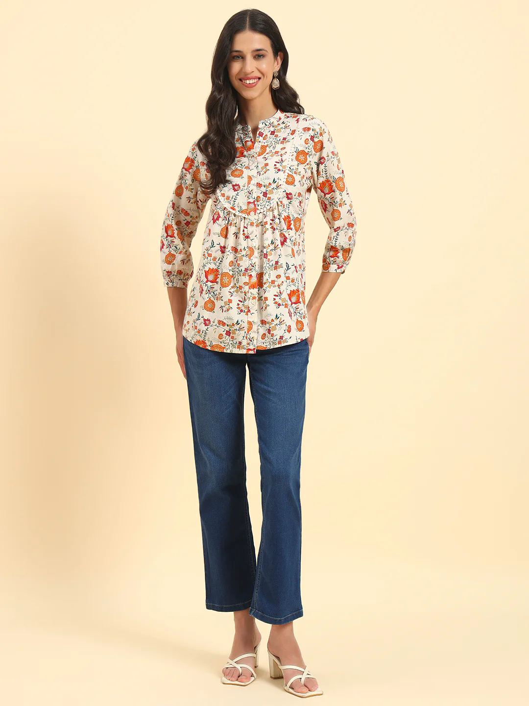 Women's Blue Solid Regular Fit Casual Jeans - Image 6