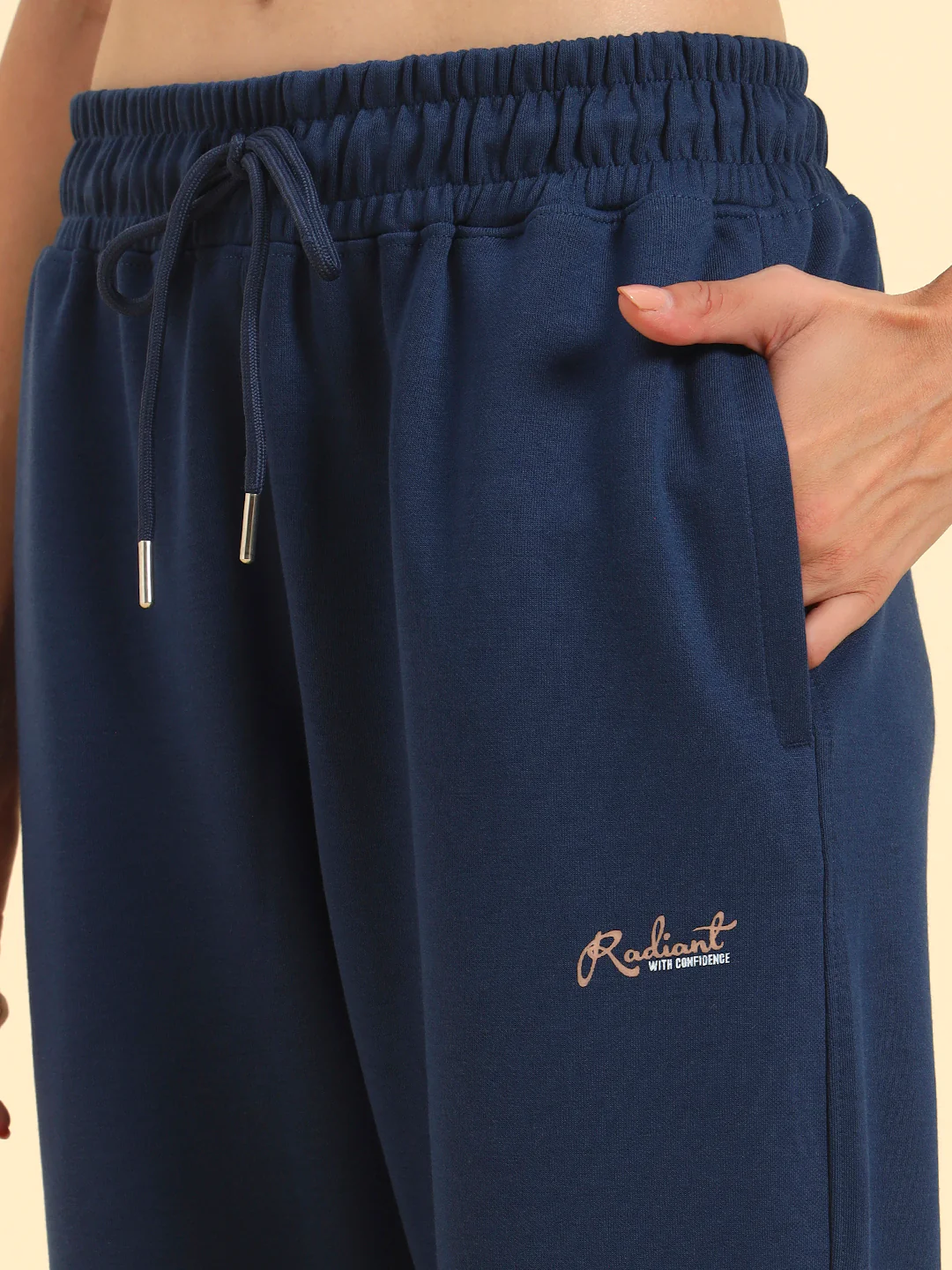 Women's Blue Solid Regular Fit Casual Track Pant - Image 5