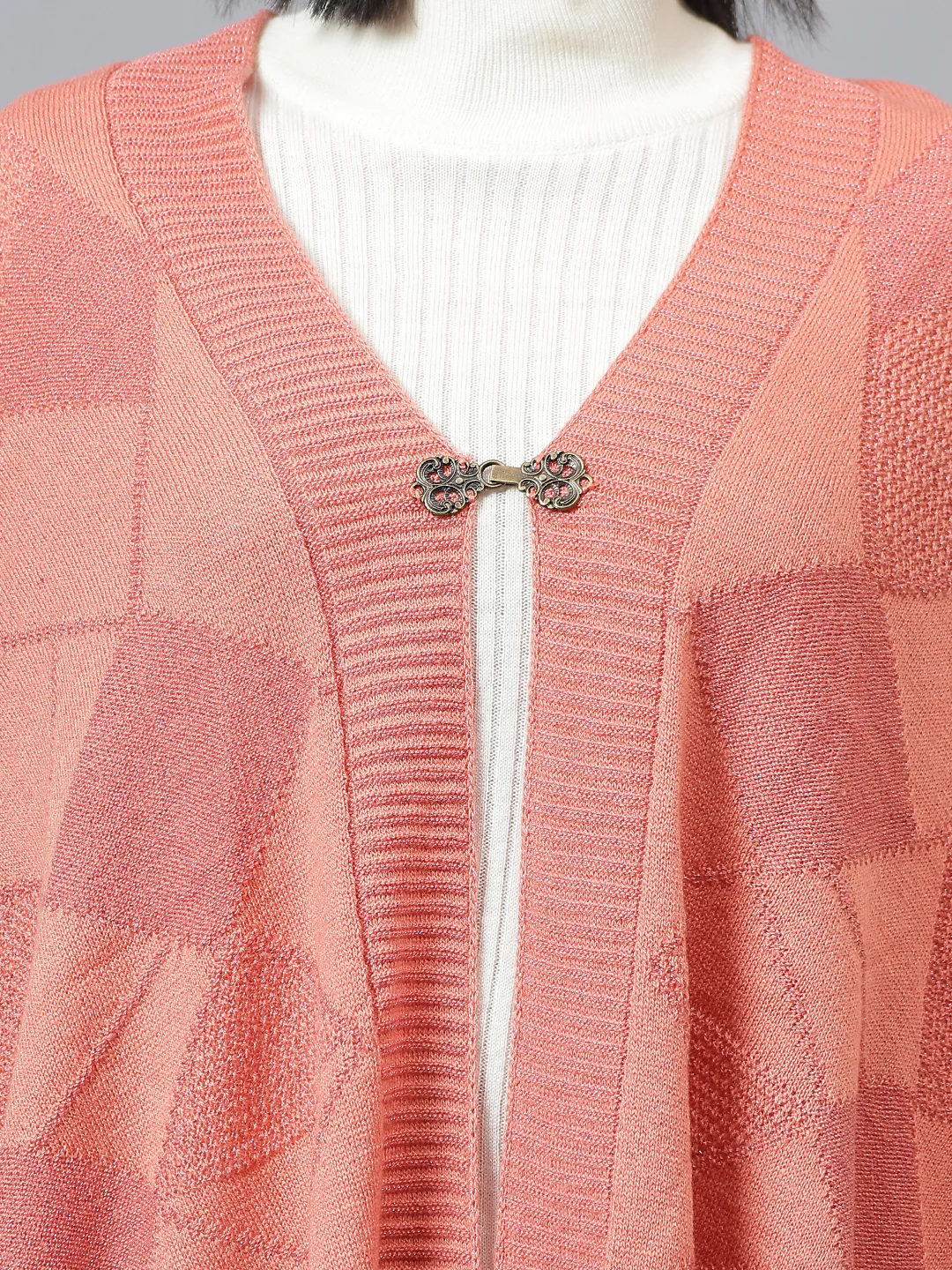 Women's Casual Pink Jacquard Stole - Image 6