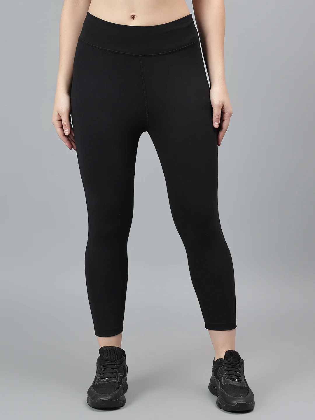 Women's Casual Solid Black Mid Rise Track Pants - Image 2