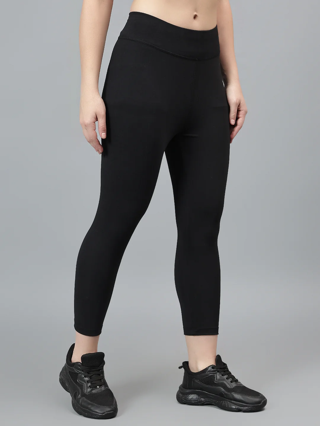 Women's Casual Solid Black Mid Rise Track Pants - Image 4