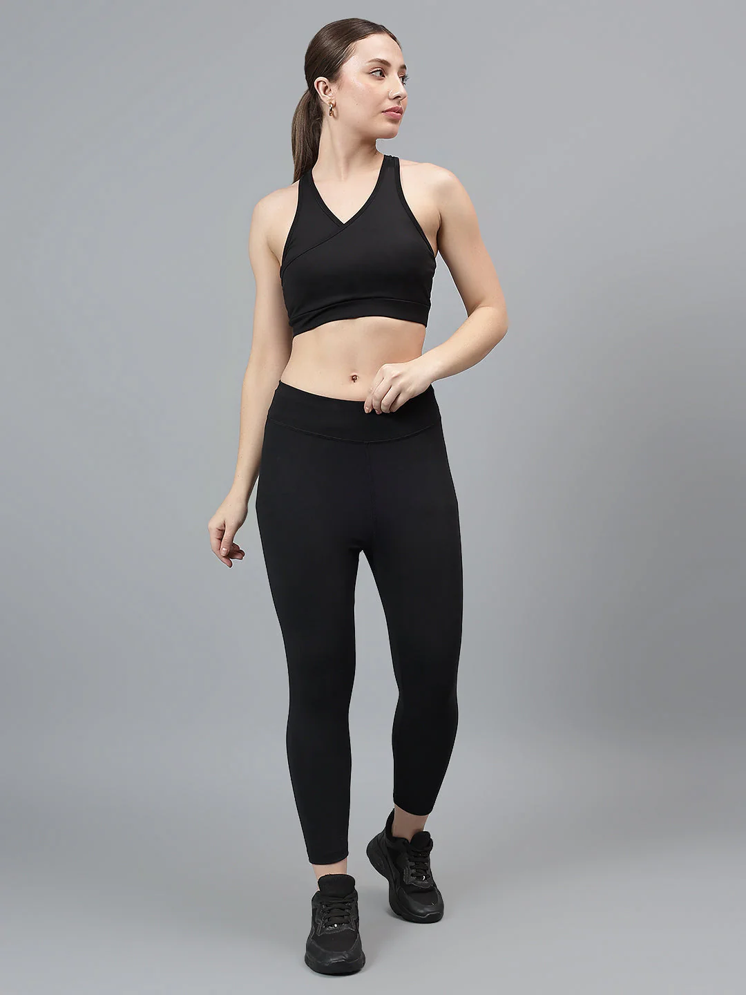 Women's Casual Solid Black Mid Rise Track Pants - Image 5