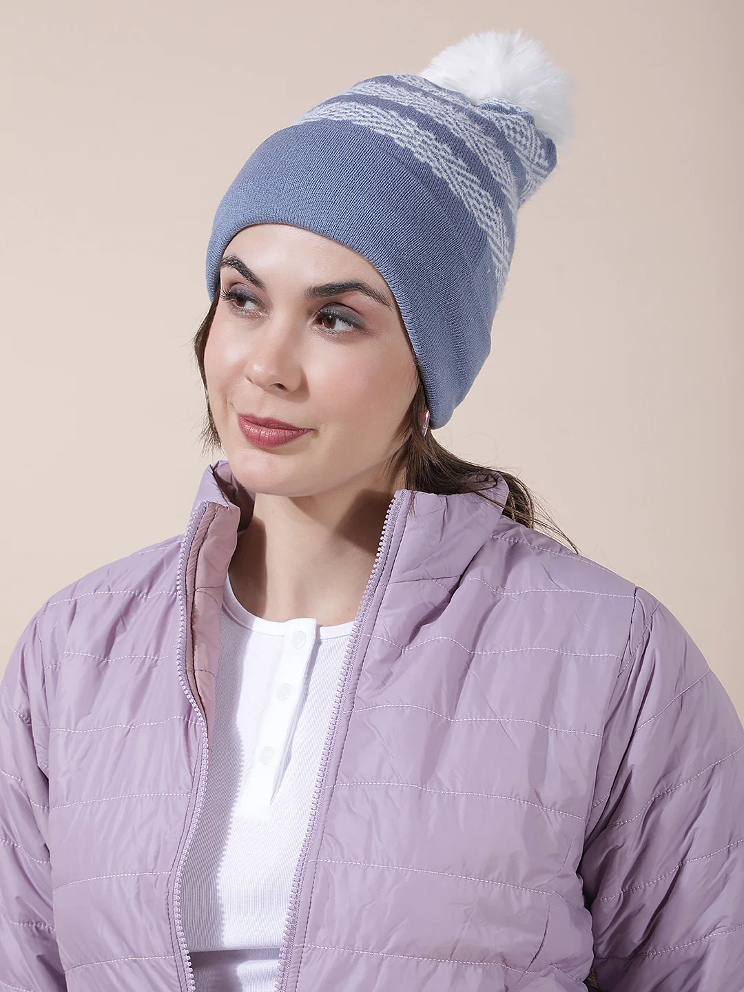 Women's Colourblock Woolen Cap - Image 2