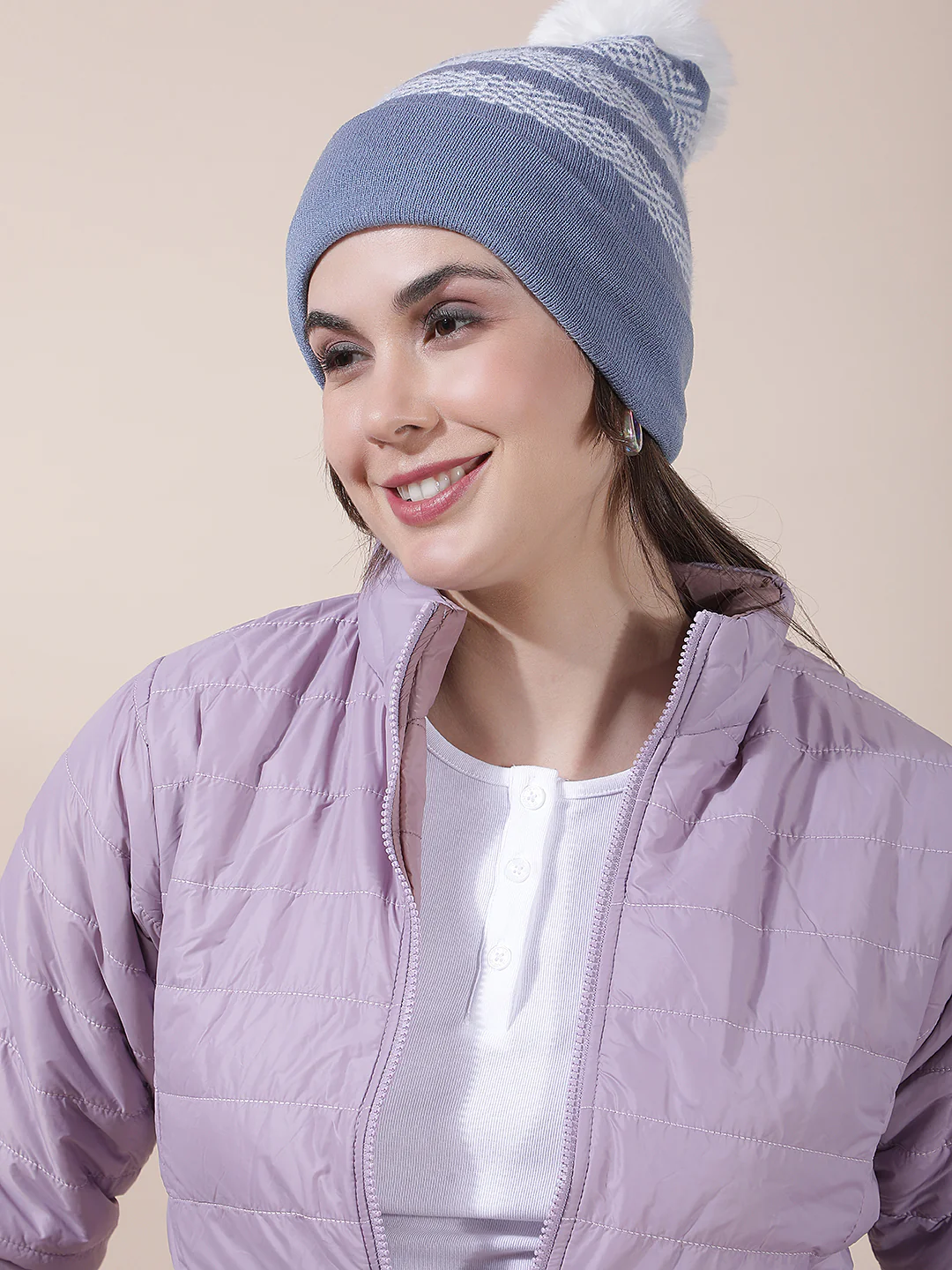 Women's Colourblock Woolen Cap - Image 3