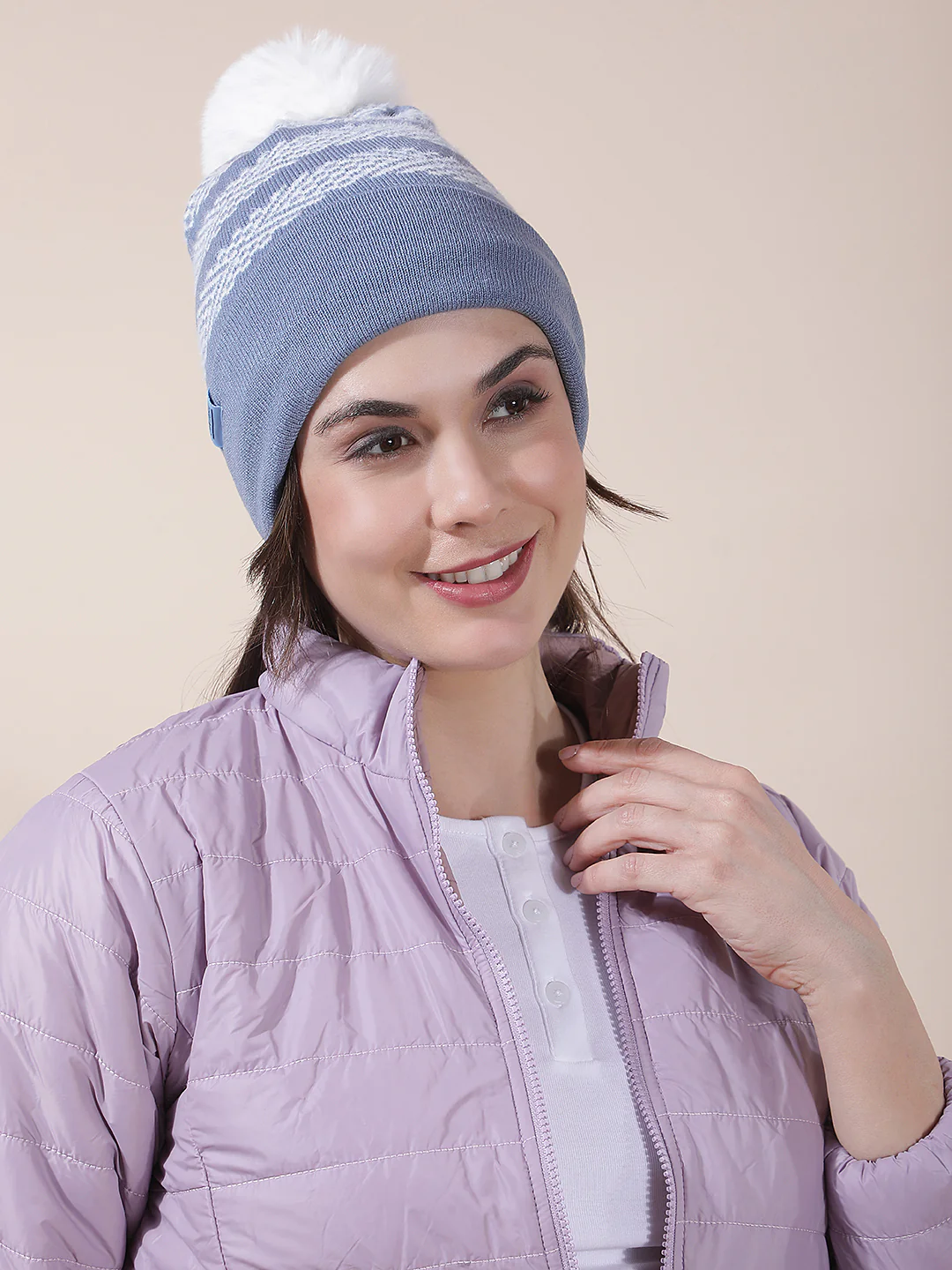 Women's Colourblock Woolen Cap - Image 4