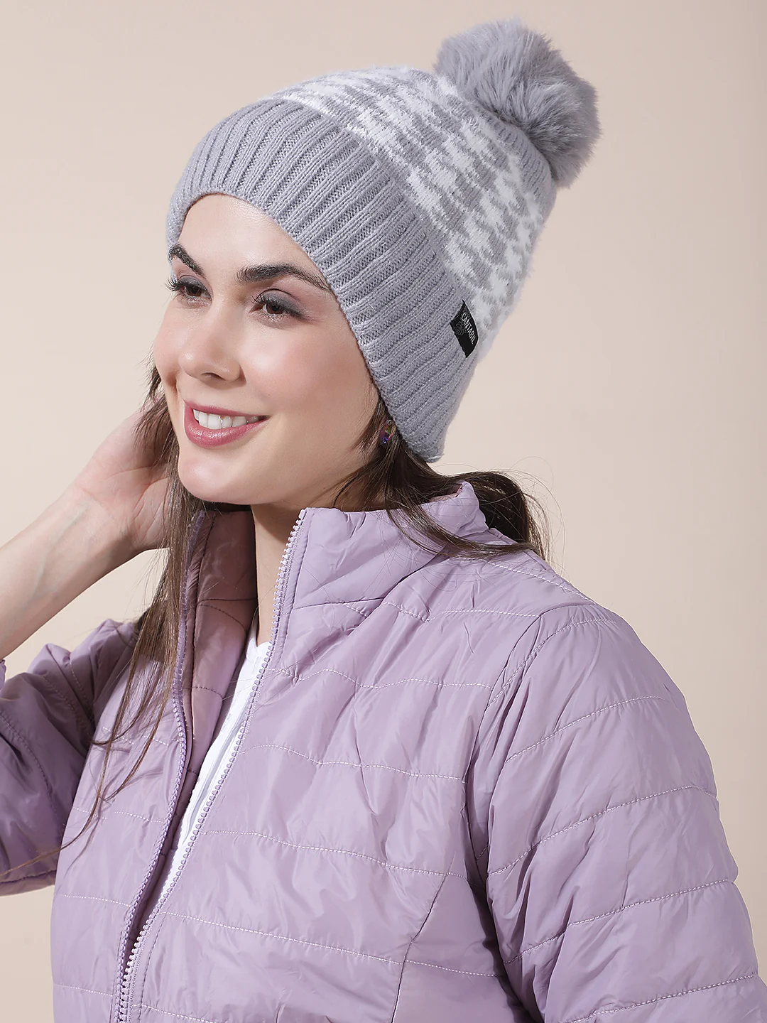 Women's Colourblock Woolen Cap - Image 3
