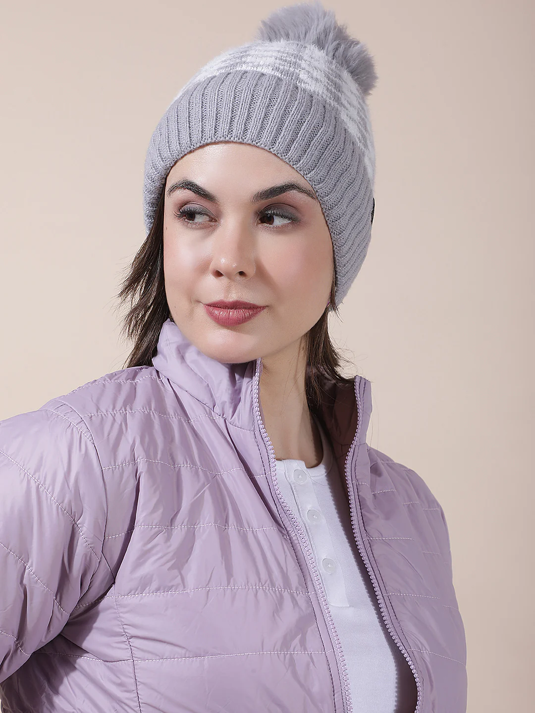 Women's Colourblock Woolen Cap - Image 4