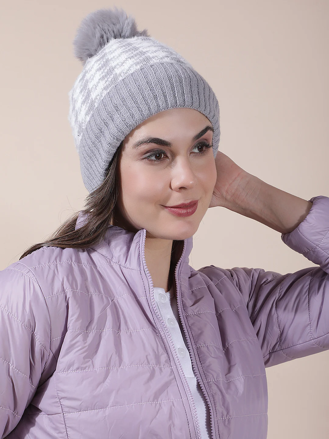 Women's Colourblock Woolen Cap - Image 7