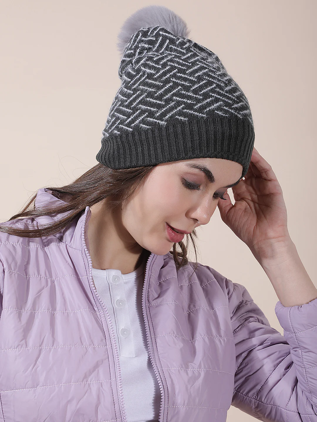 Women's Colourblock Woolen Cap - Image 4