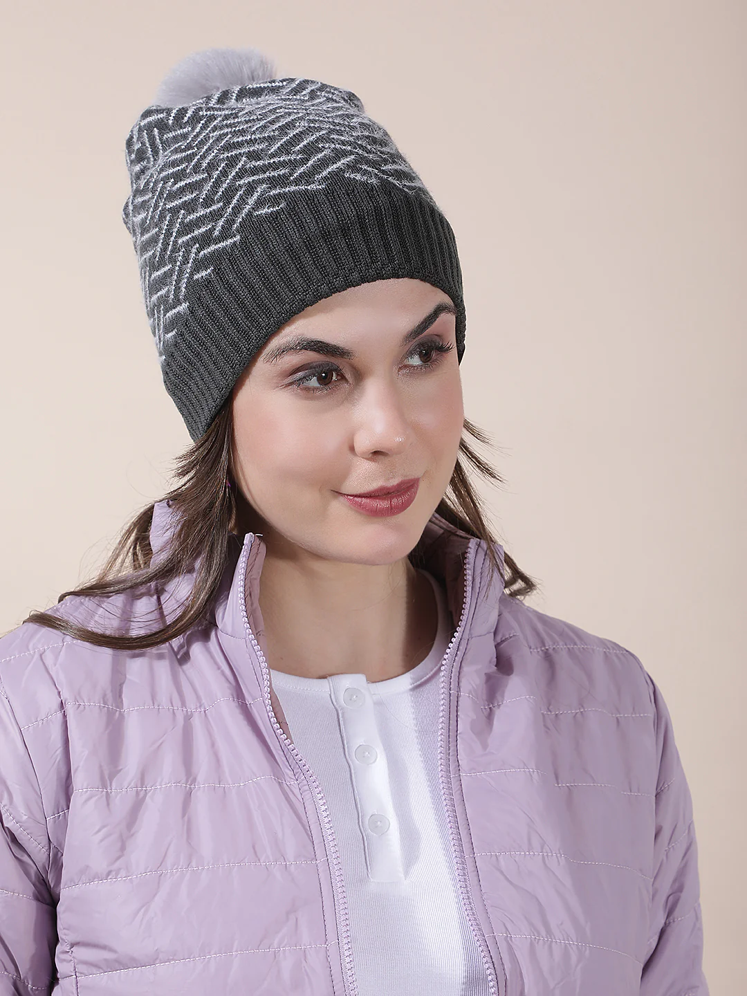 Women's Colourblock Woolen Cap - Image 5