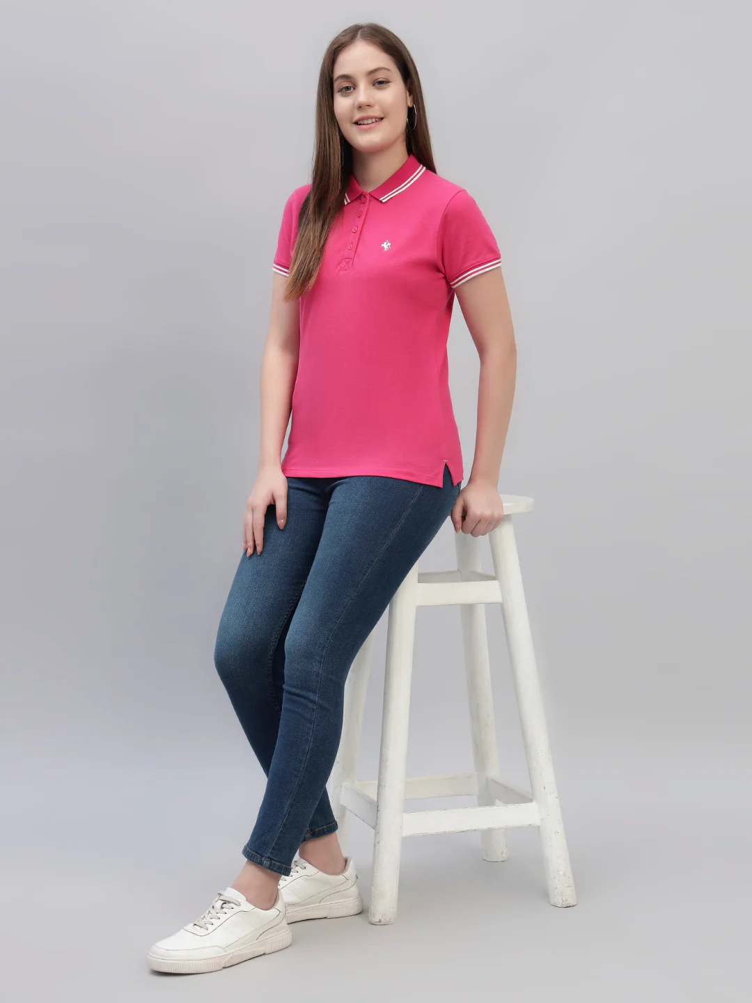 Women's Dark Pink Solid Half Sleeves Round Neck Casual T Shirt - Image 6