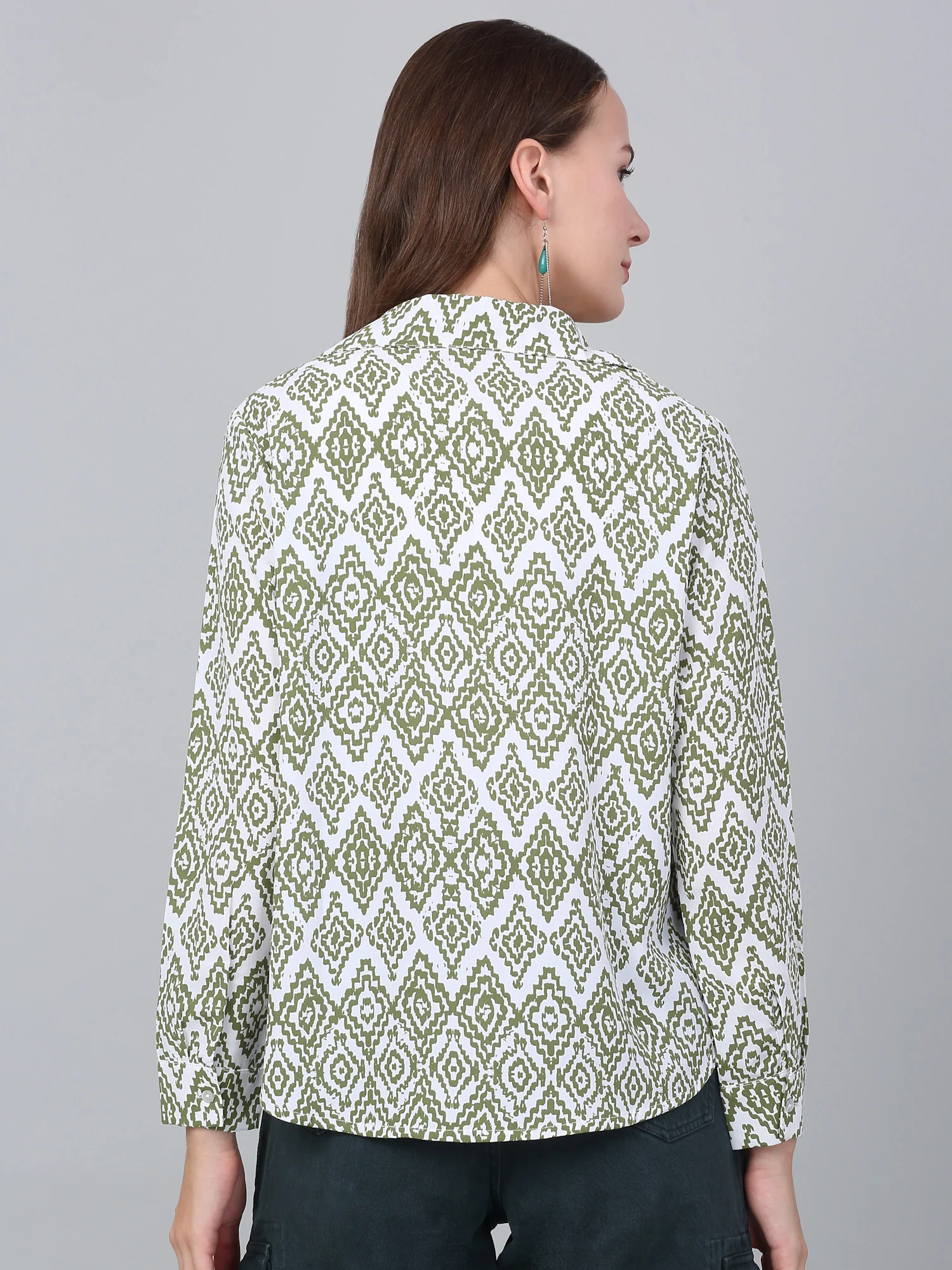 Women's Green Abstract Printed Casual Top - Image 2