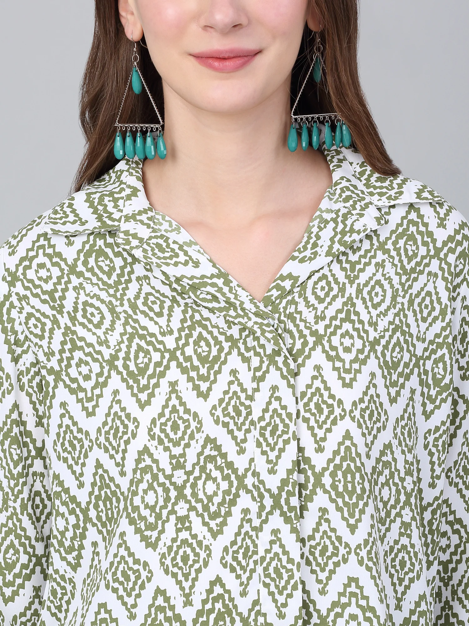 Women's Green Abstract Printed Casual Top - Image 6