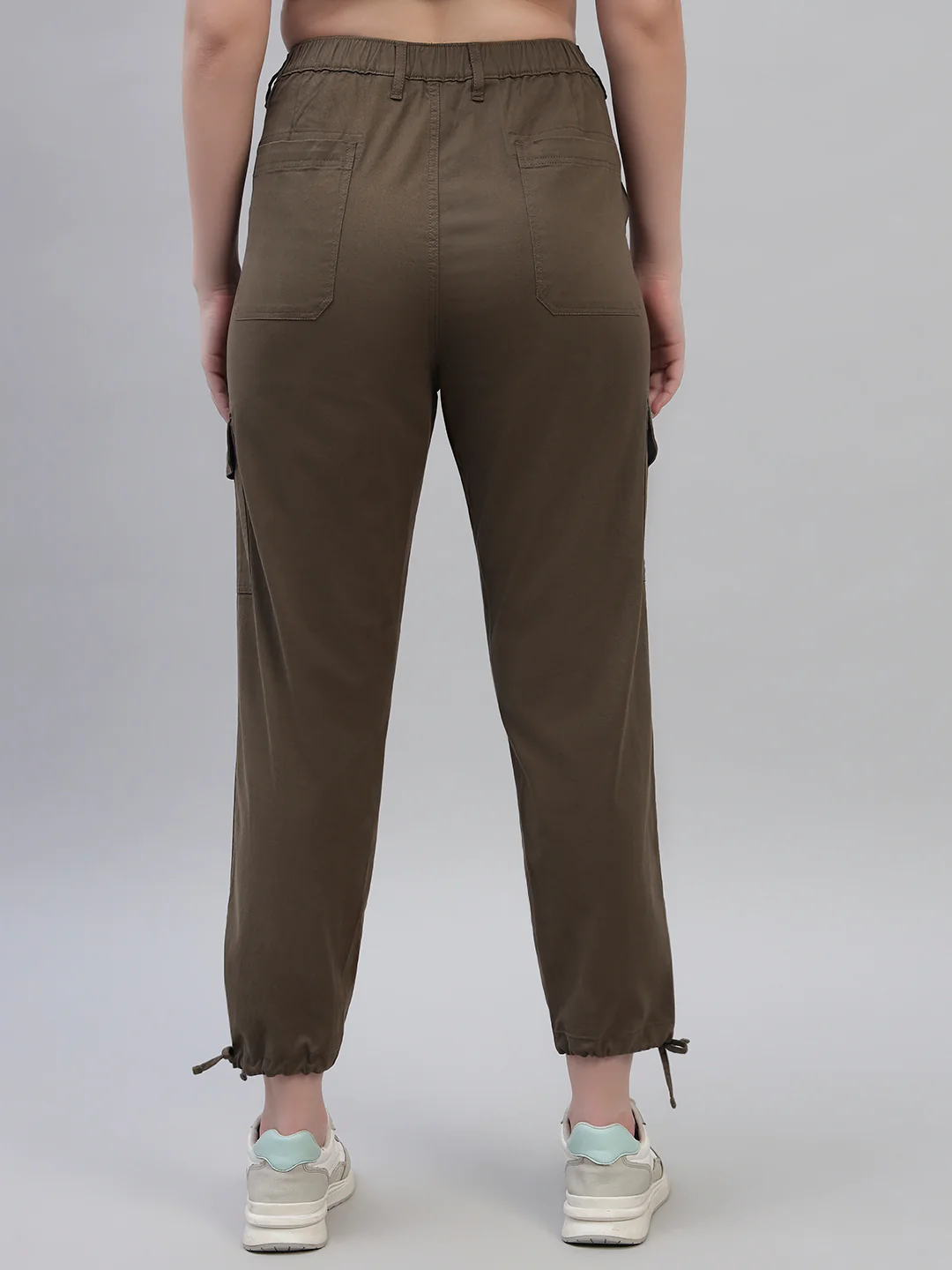Women's Green Solid Full Length Regular Fit Cargo - Image 2