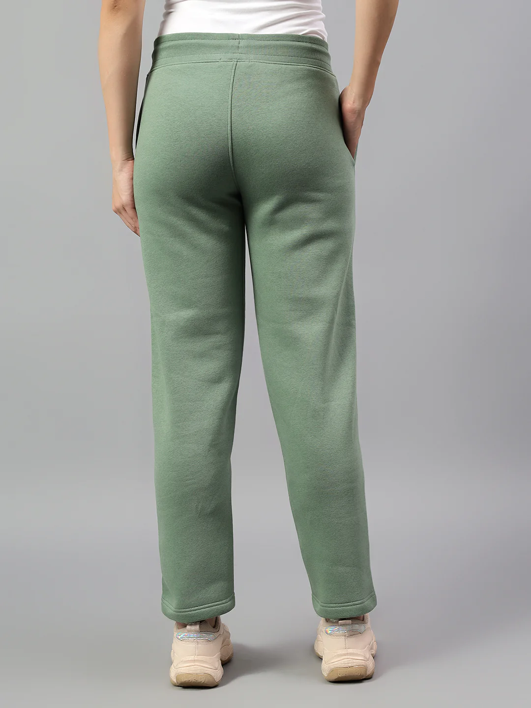 Women's Green Solid Winter Track Pant - Image 3