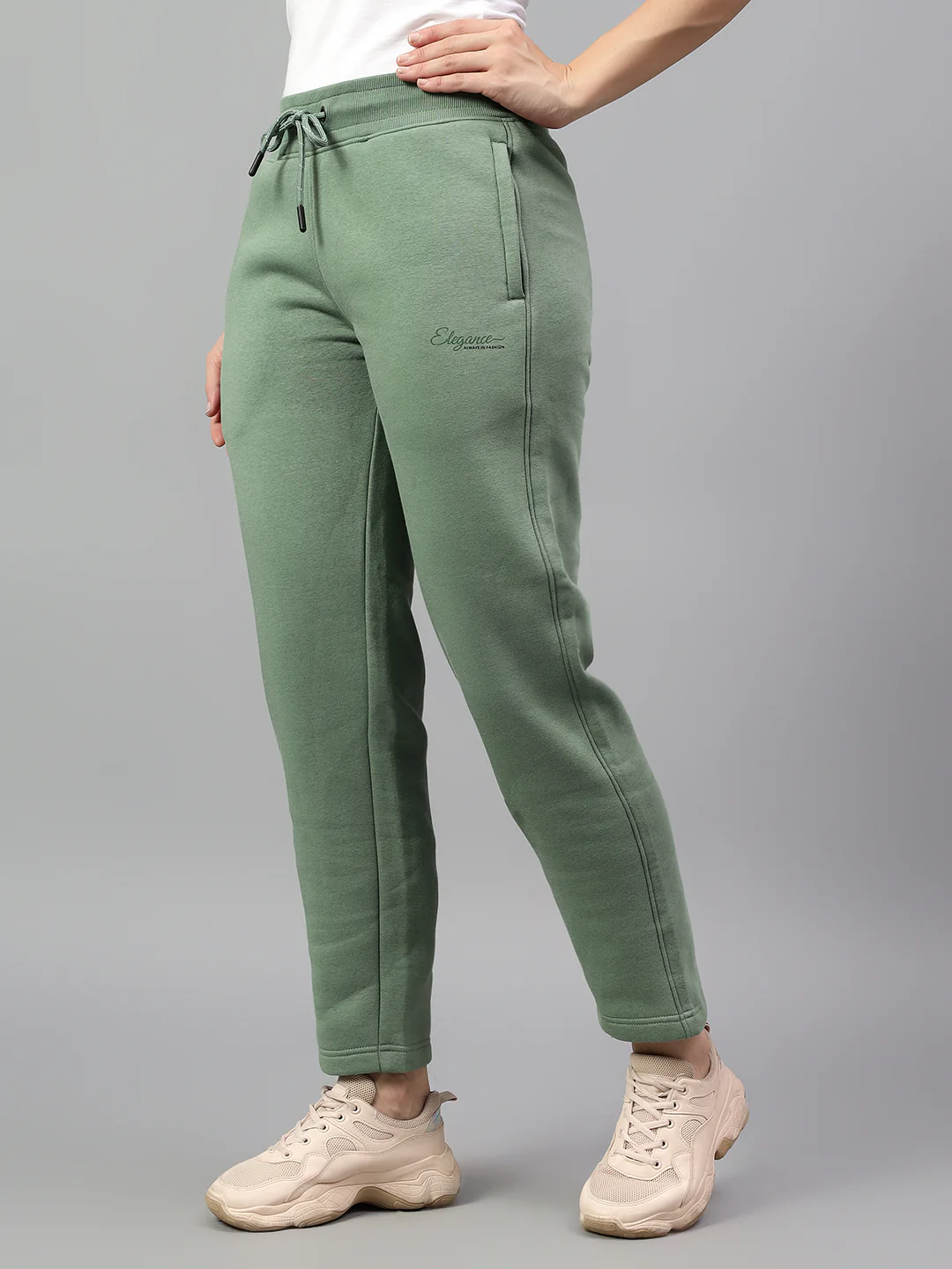 Women's Green Solid Winter Track Pant - Image 4