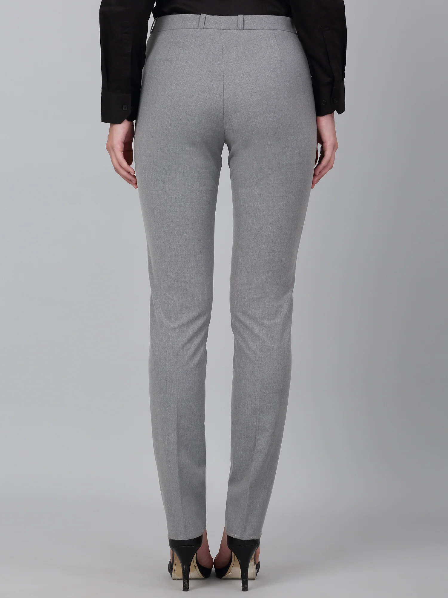 Women's Grey Solid Non-Pleated Formal Trouser - Image 6