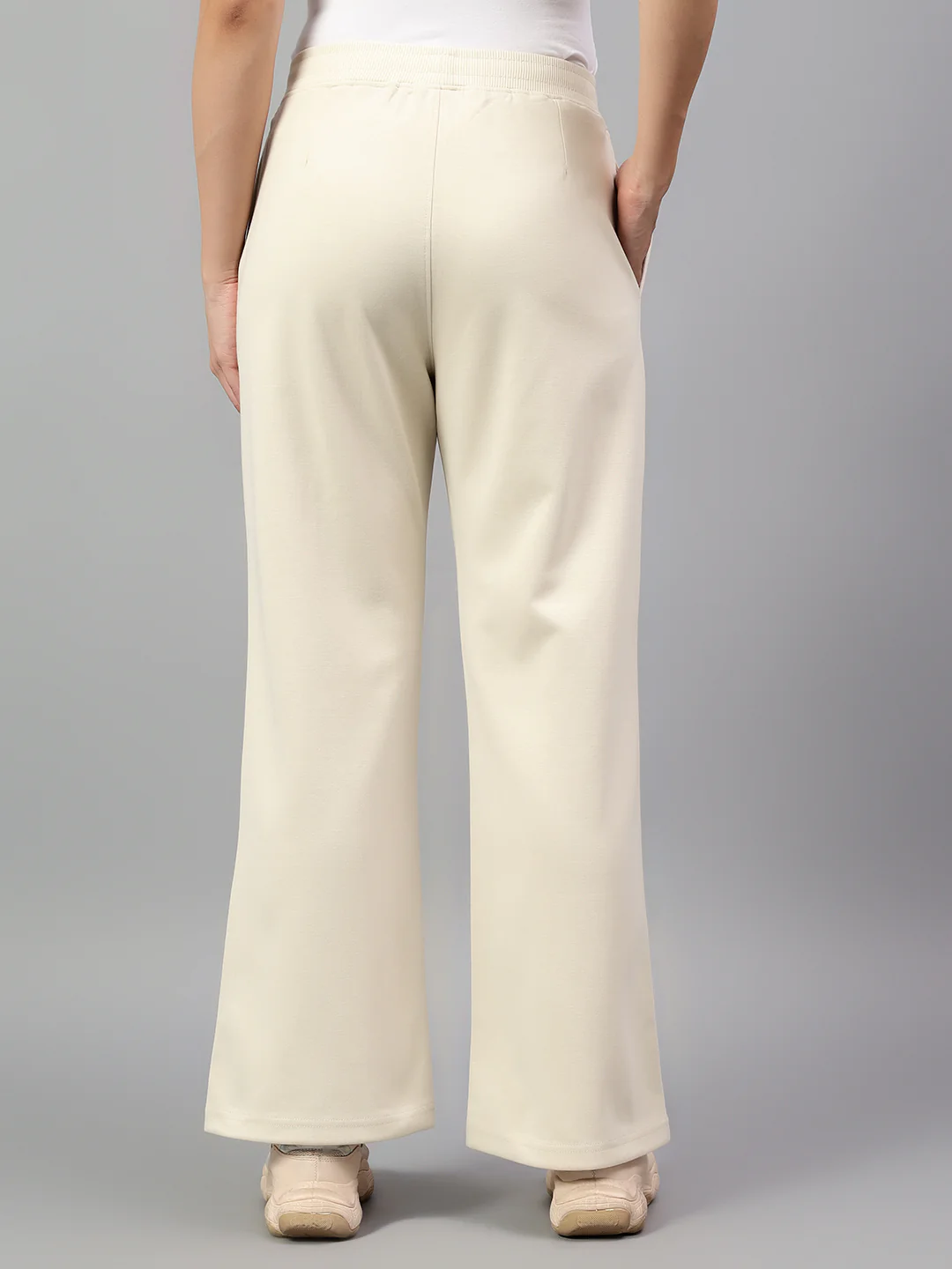 Women's Ivory Solid Casual Winter Trouser - Image 5