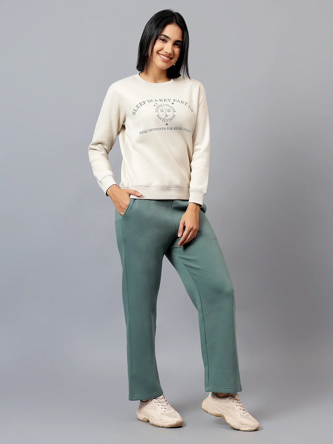 Women's Light Grey Printed Lounge Set - Image 3
