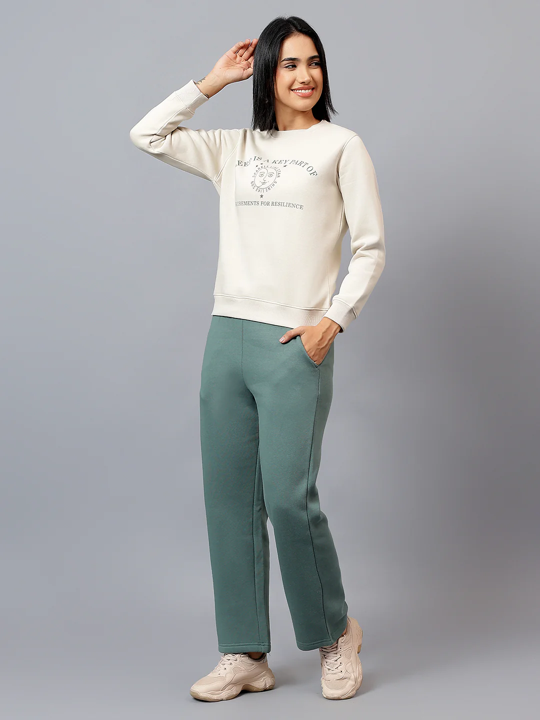 Women's Light Grey Printed Lounge Set - Image 4