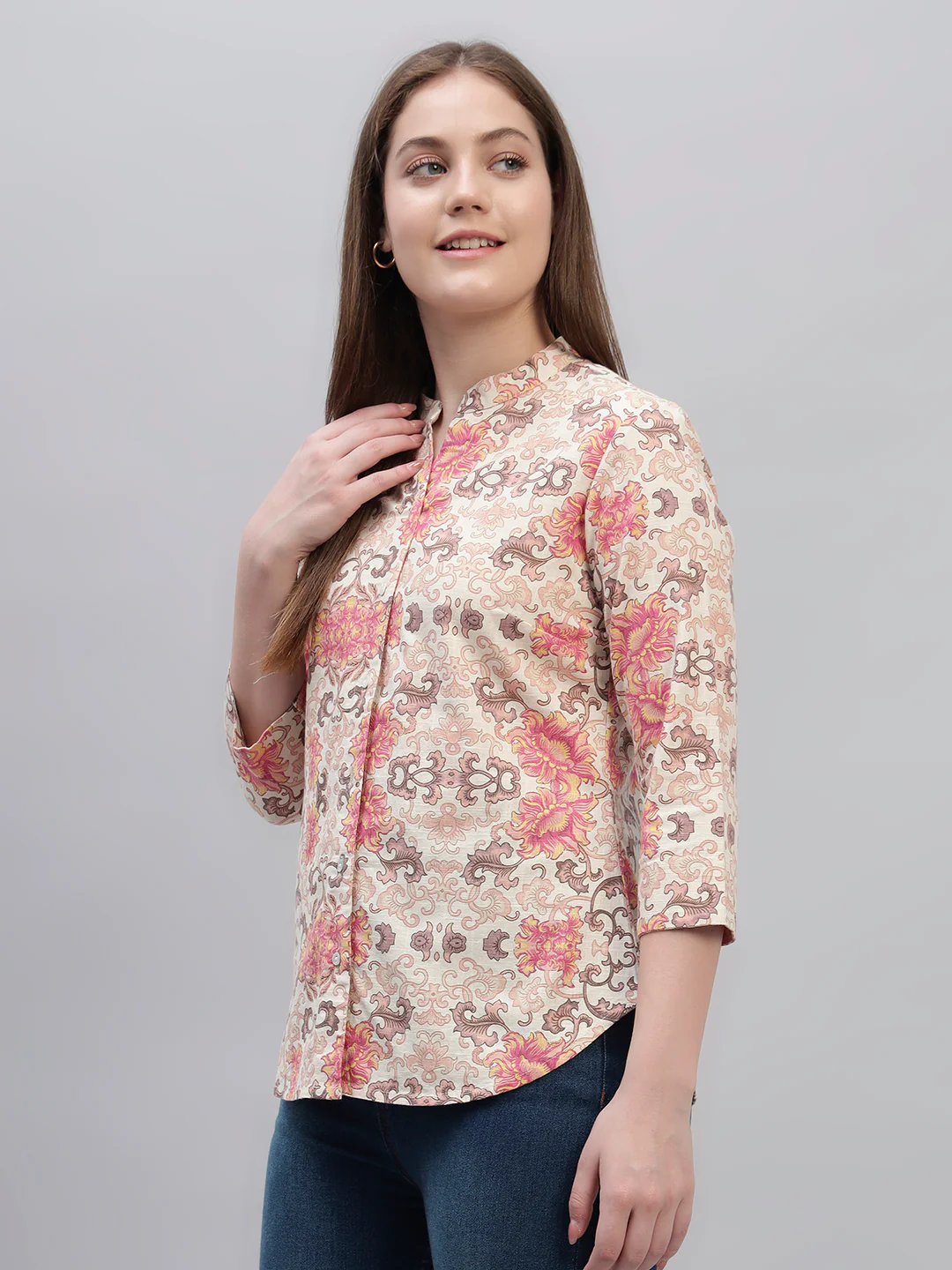 Women's Multi Printed 3/4th Sleeves Round Neck Casual Tunic - Image 3