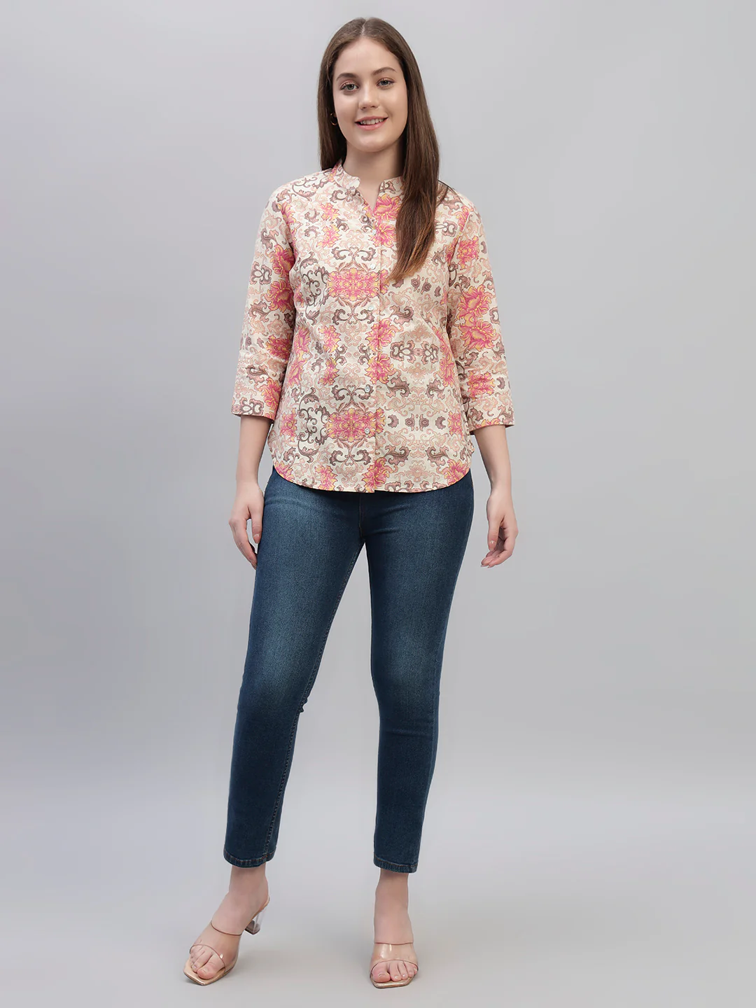 Women's Multi Printed 3/4th Sleeves Round Neck Casual Tunic - Image 5