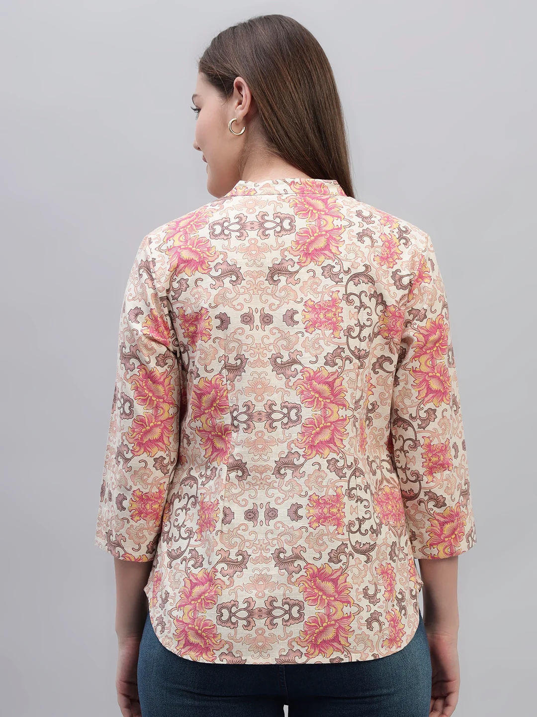Women's Multi Printed 3/4th Sleeves Round Neck Casual Tunic - Image 7