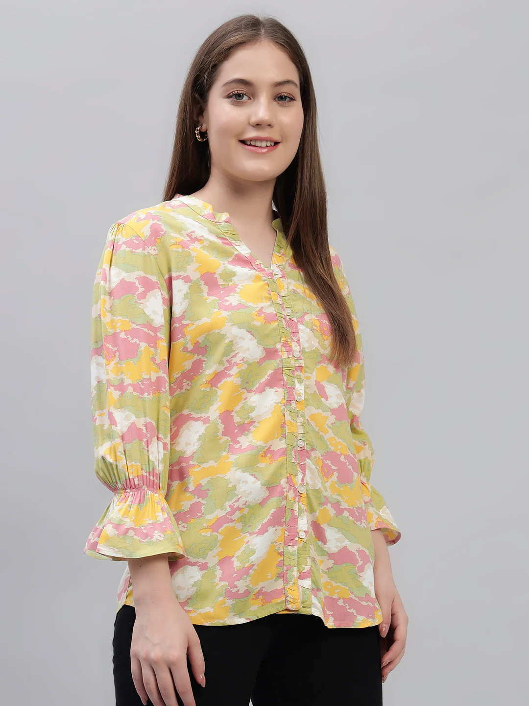 Women's Multi Printed Full Sleeves V-Neck Casual Top - Image 5