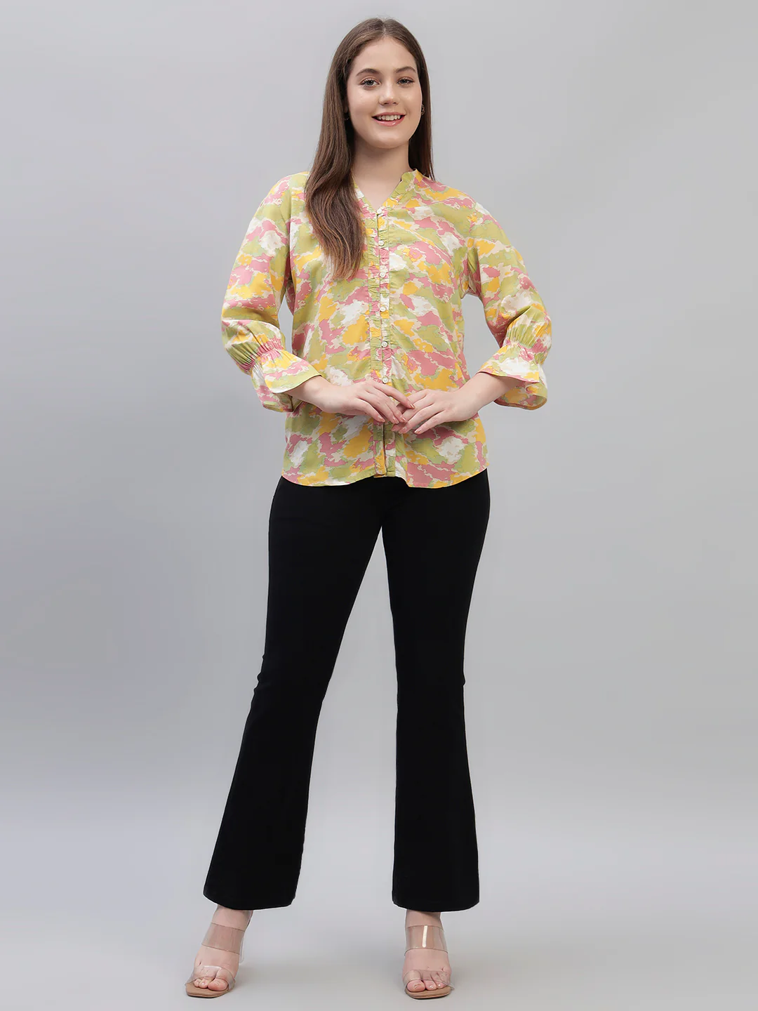 Women's Multi Printed Full Sleeves V-Neck Casual Top - Image 6