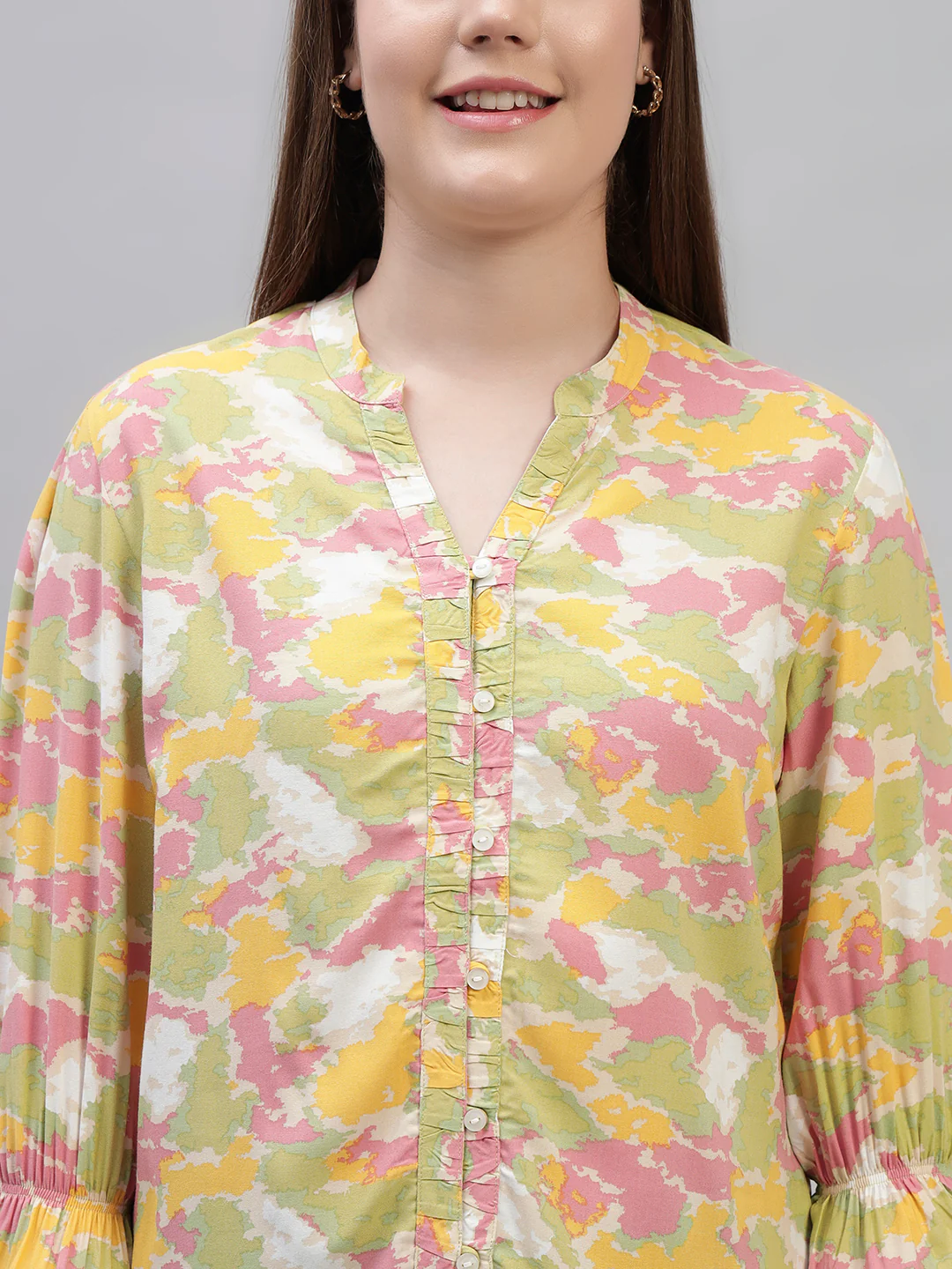 Women's Multi Printed Full Sleeves V-Neck Casual Top - Image 7