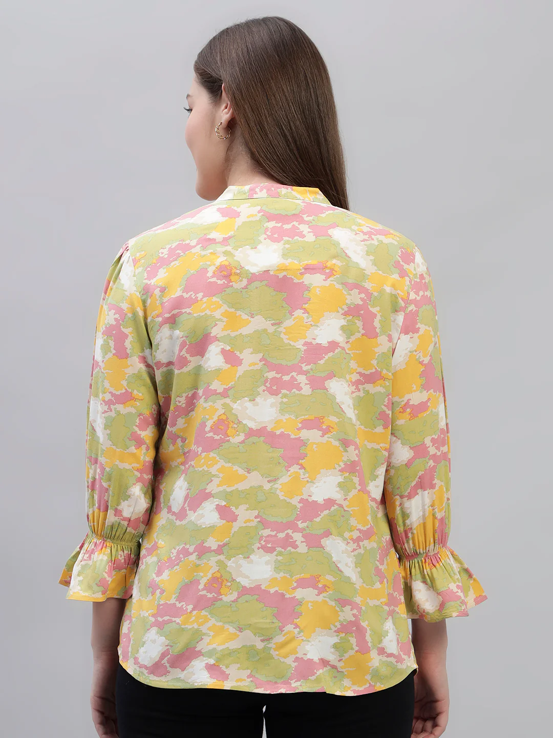 Women's Multi Printed Full Sleeves V-Neck Casual Top - Image 8