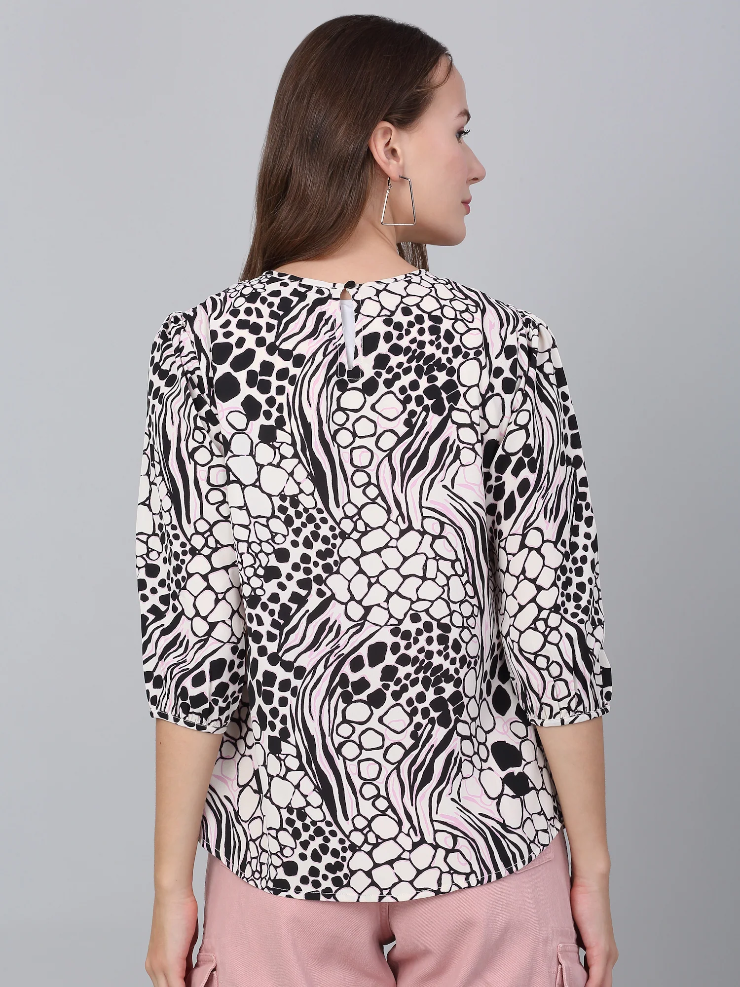 Women's Multicolor Abstract Printed Casual Tunic - Image 3