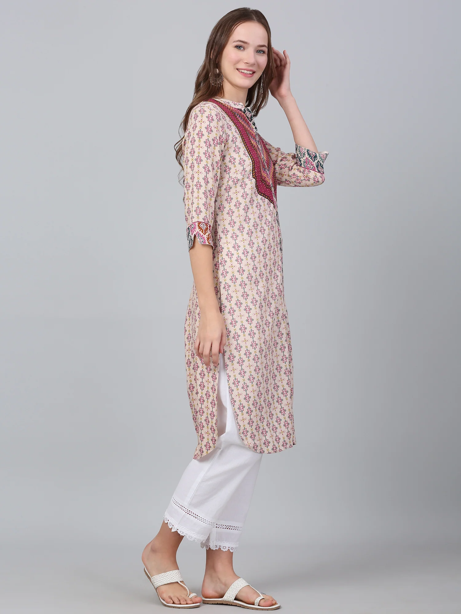 Women's Multicolor Floral Printed Casual Kurti - Image 4