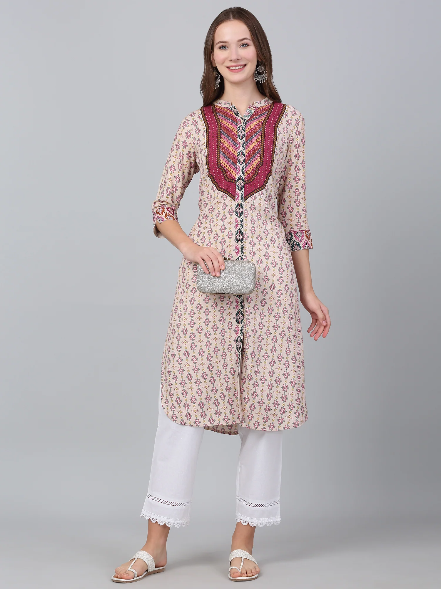 Women's Multicolor Floral Printed Casual Kurti - Image 6