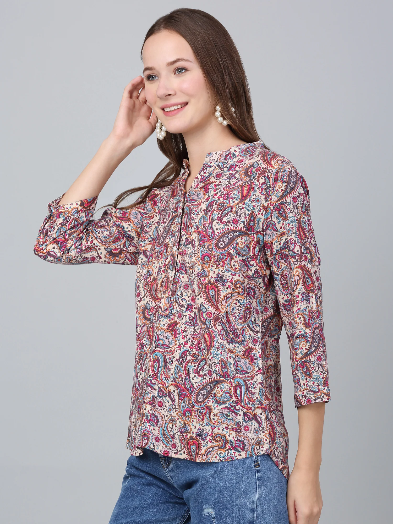 Women's Multicolor Paisley Printed Casual Tunic - Image 4