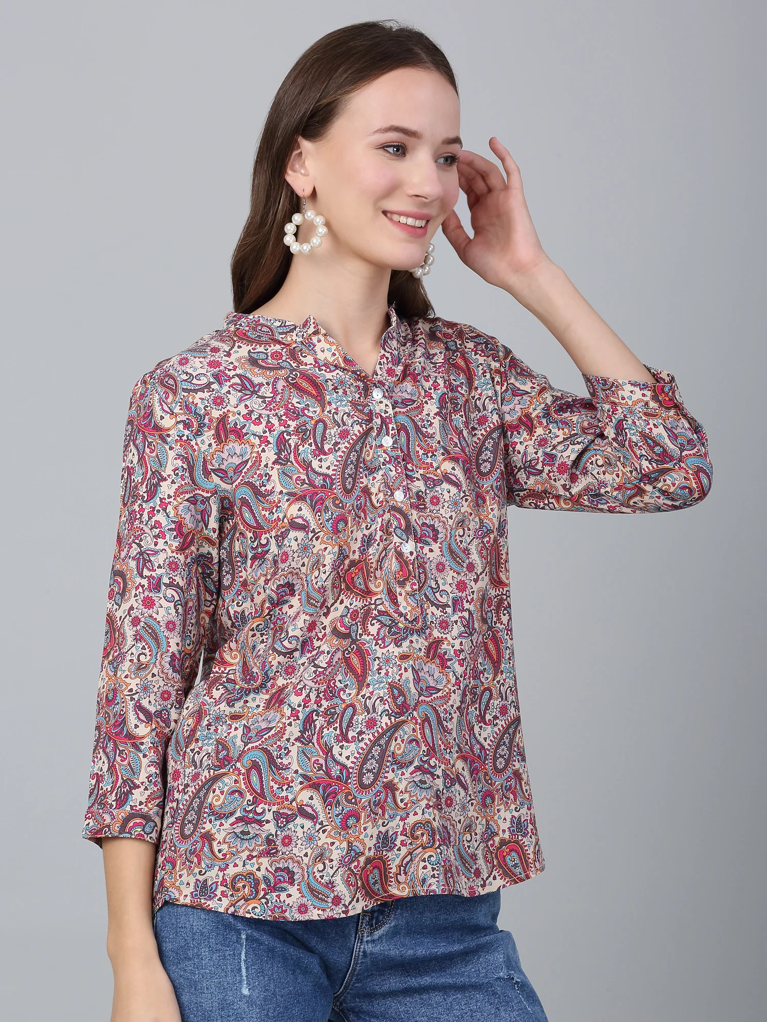 Women's Multicolor Paisley Printed Casual Tunic - Image 5