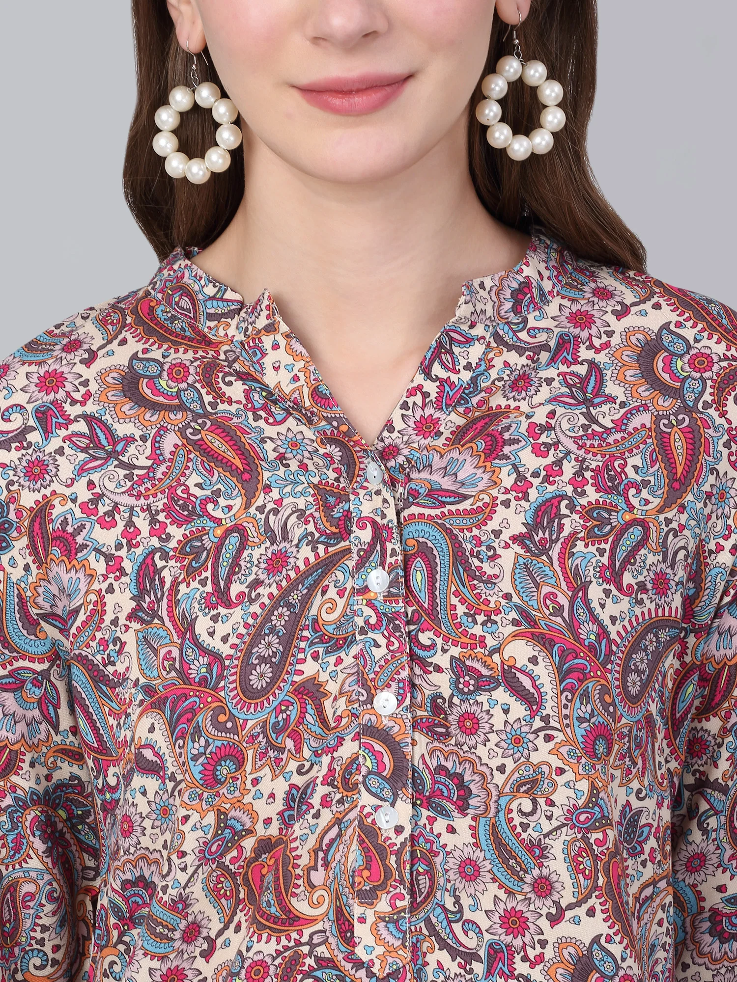Women's Multicolor Paisley Printed Casual Tunic - Image 6