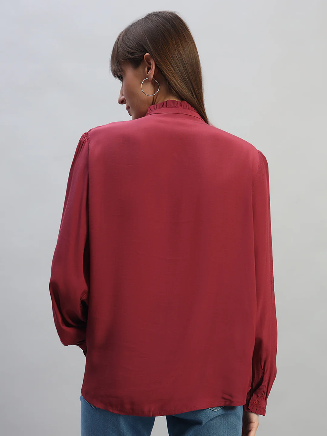 Women's Onion Solid Full Sleeves Mandarin Collar Casual Top - Image 4