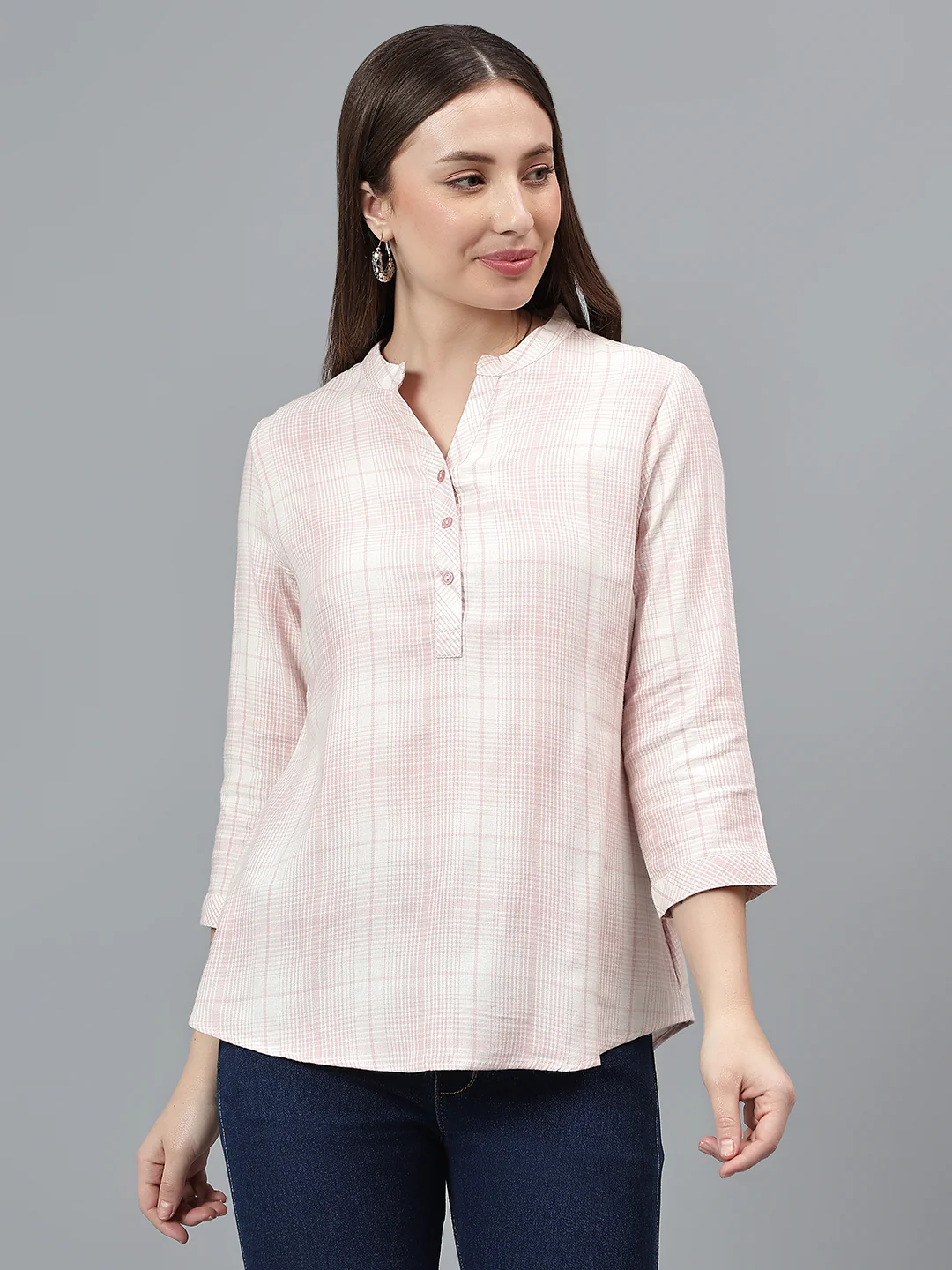 Women's Pink Check Casual Top - Image 3