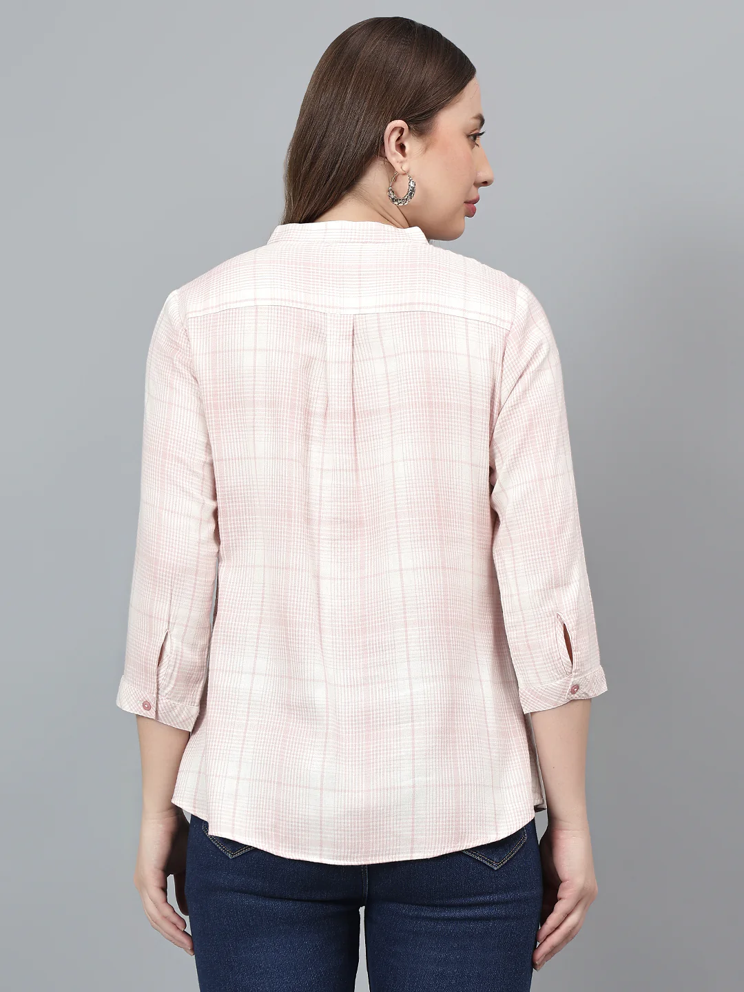 Women's Pink Check Casual Top - Image 5