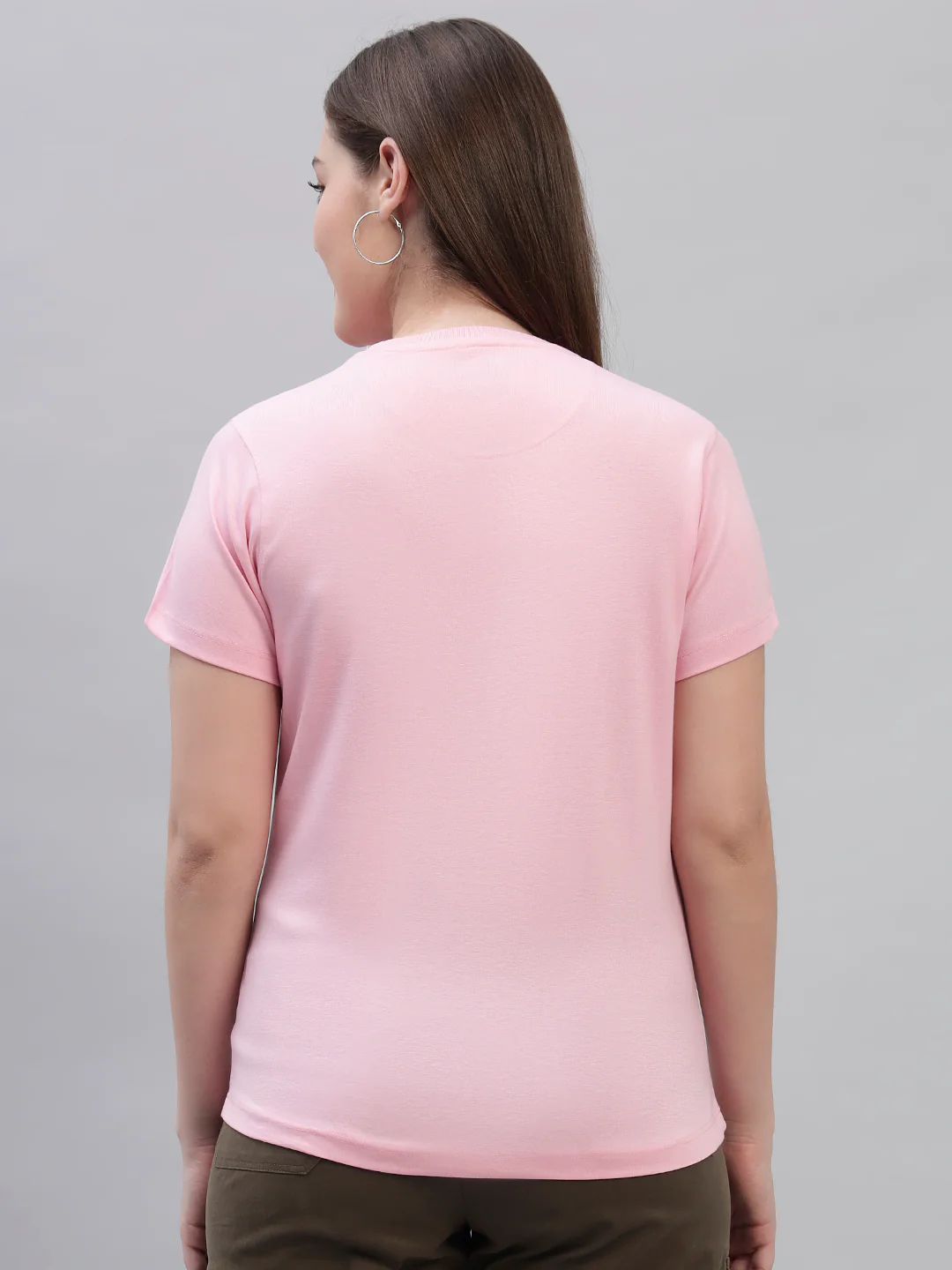 Women's Pink Printed Half Sleeves Round Neck Casual T Shirt - Image 8