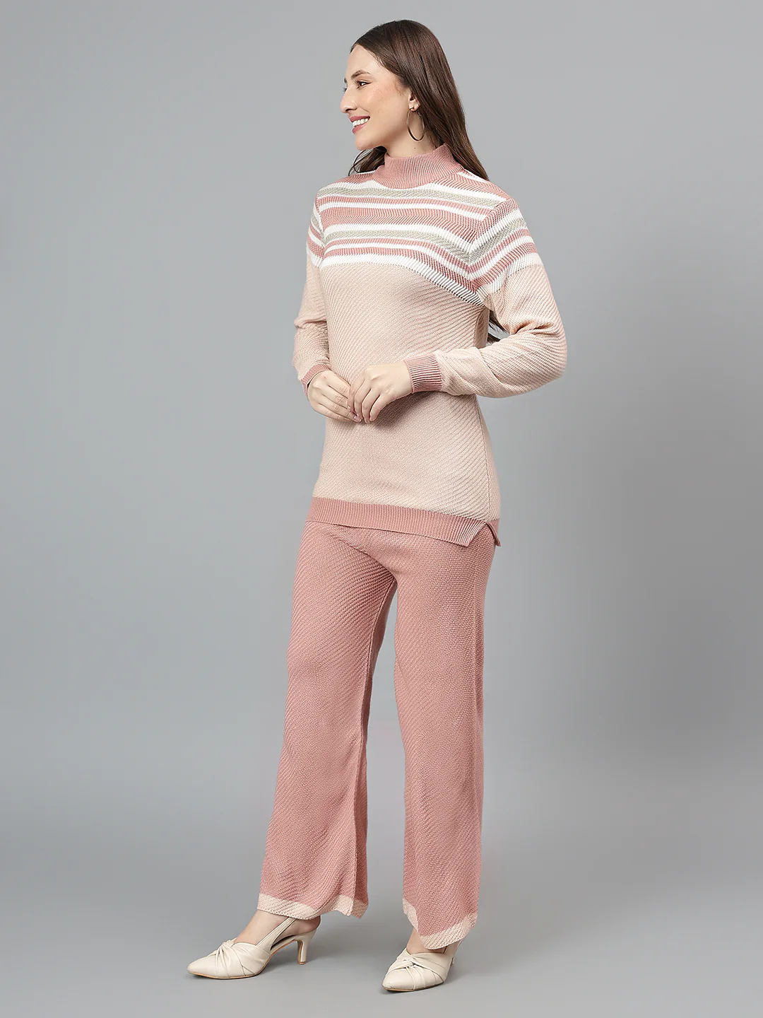 Women's Pink Striped Co-Ord Set - Image 3