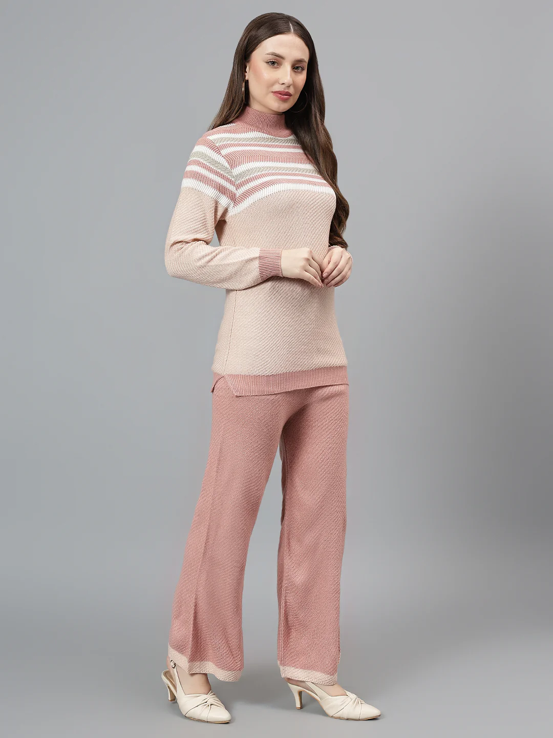 Women's Pink Striped Co-Ord Set - Image 4