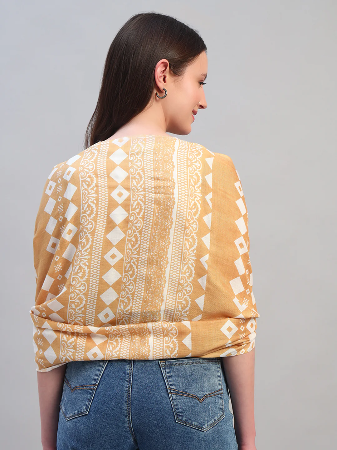 Women's Printed Beige Scarf - Image 3