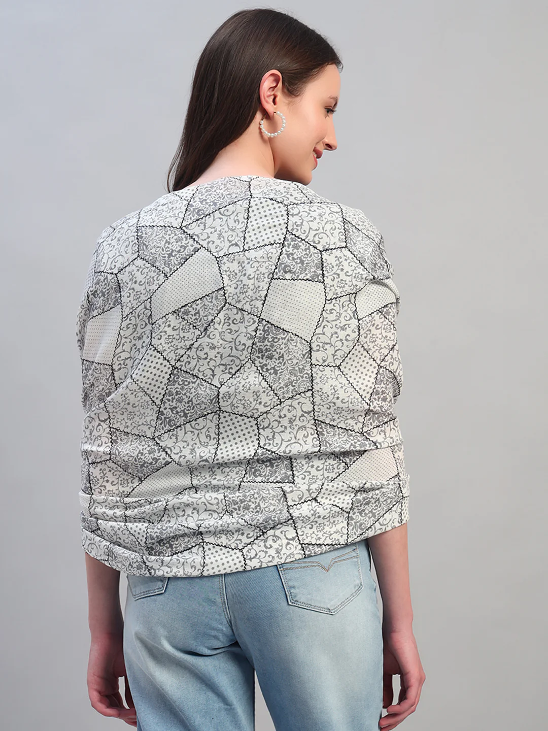 Women's Printed Beige Scarf - Image 4